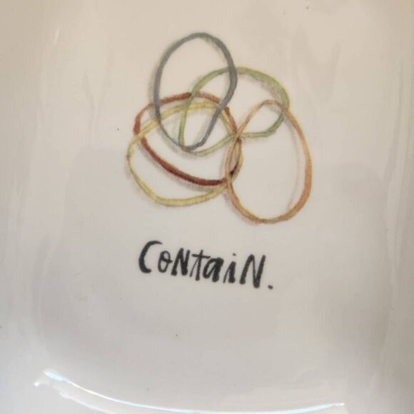 Rae Dunn magenta set set of two ceramic glossy storage trays trinket storage dis - Picture 3 of 5